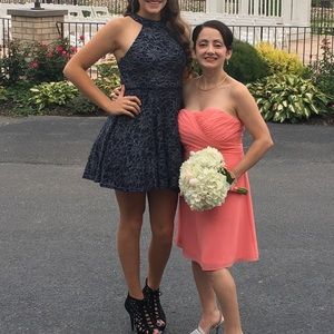 Dark blue sparkly short homecoming / dance dress